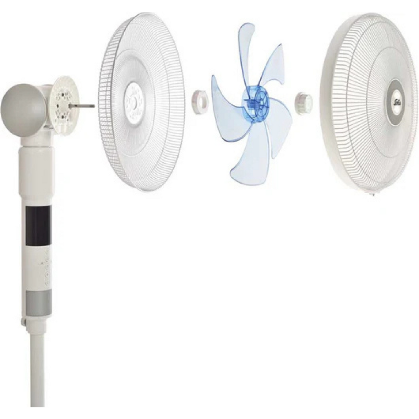 Ventilateur sur pied - Solis - Ventilateur sur pied Breeze 360° 7582 - Ventilateur avec télécommande - fonction minuterie - 140 cm de hauteur - blanc