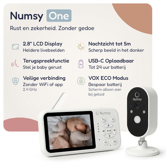 Numsy One Baby Monitor avec caméra - écran 2.8 - vision nocturne - VOX/ECO - fonction Talk-back