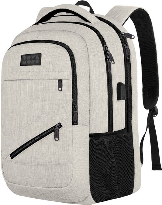 TRVLMORE Sac à dos à vie - Sac à dos avec compartiment pour ordinateur portable de 15,6 pouces - Cartable - Résistant aux éclaboussures - Hommes et femmes - Garçons et filles - 28L - Champagne