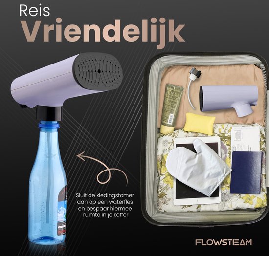 FLOWSTEAM® Luxury Clothes steamer - Défroisseur à main - Vêtements à la vapeur - Lavender Edition