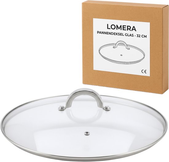 Lomera Couvercle de poêle en verre - Couvercle pour poêle - Couvercle avec trou de vapeur - Bordure en acier inoxydable - Lavable au lave-vaisselle - Couvercle de remplacement - Verre résistant à la chaleur - Couvercle pour poêles - Couvercle pour poêle à
