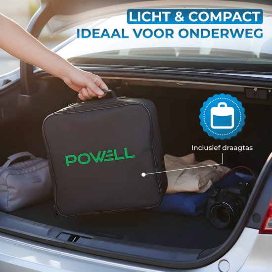 Powell Charging Cable Type 2 - Chargeur domestique mobile Type 2 - 3,5kW - IP67 Waterproof - Câble de 5 mètres - Sac de rangement inclus - Waterproof - Noir/Blanc