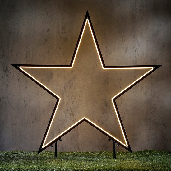 Luca Lighting Garden d'Light Piquet de jardin étoile avec éclairage LED blanc chaud - L90 x H102 cm - Métal - Noir