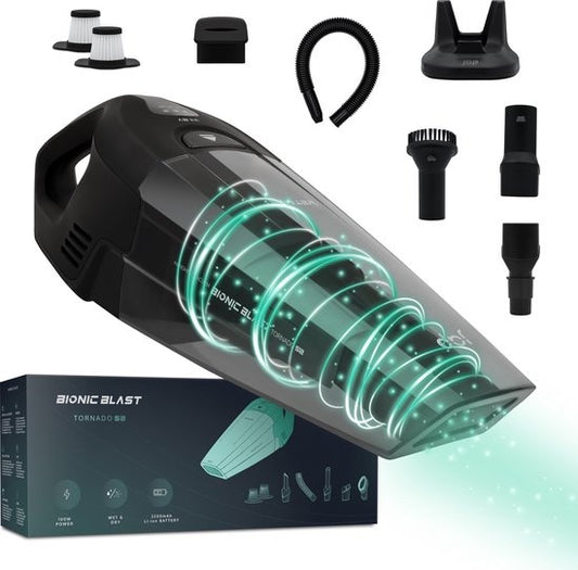 JAP Tornado S2 - Voiture et maison - Solides et liquides - Aspirateur à main tout-en-un - Sans fil - Aspirateur sans sac - 4 têtes - 14.8V