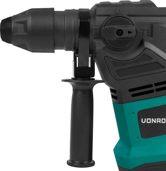 VONROC Marteau perforateur 1800W - 6 Joule - SDS plus - 4 Fonctions - Inclus 3 mèches SDS-plus et 2 burins SDS-plus