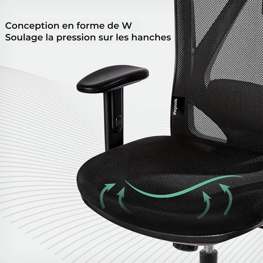 LifeGoods - Chaise de bureau ergonomique - Noir