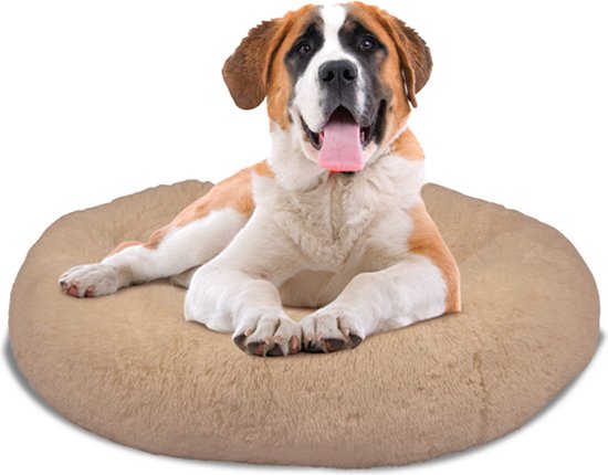Peaceful Pooch XL - panier moelleux pour chien - 109 cm de diamètre - pliable - disponible en plusieurs tailles. Panier pour chat - lavable - rembourrage amovible - soulage les articulations et les muscles - fond à picots antidérapant