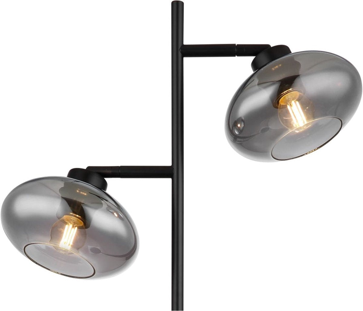 Globo Riha Lampadaire - Métal noir avec verre fumé - 155 cm - 6xG9 LED