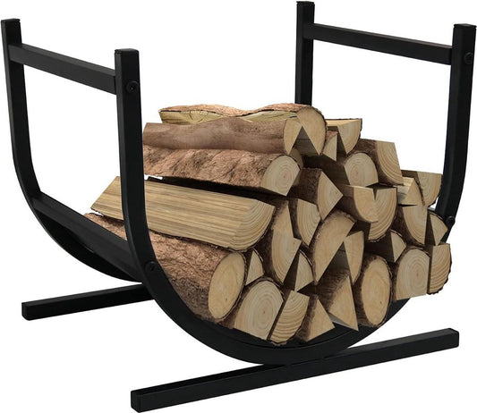 Froadp Support pour bois de chauffage - Pour l'intérieur et l'extérieur - 44 x 37 x 40 cm - Noir