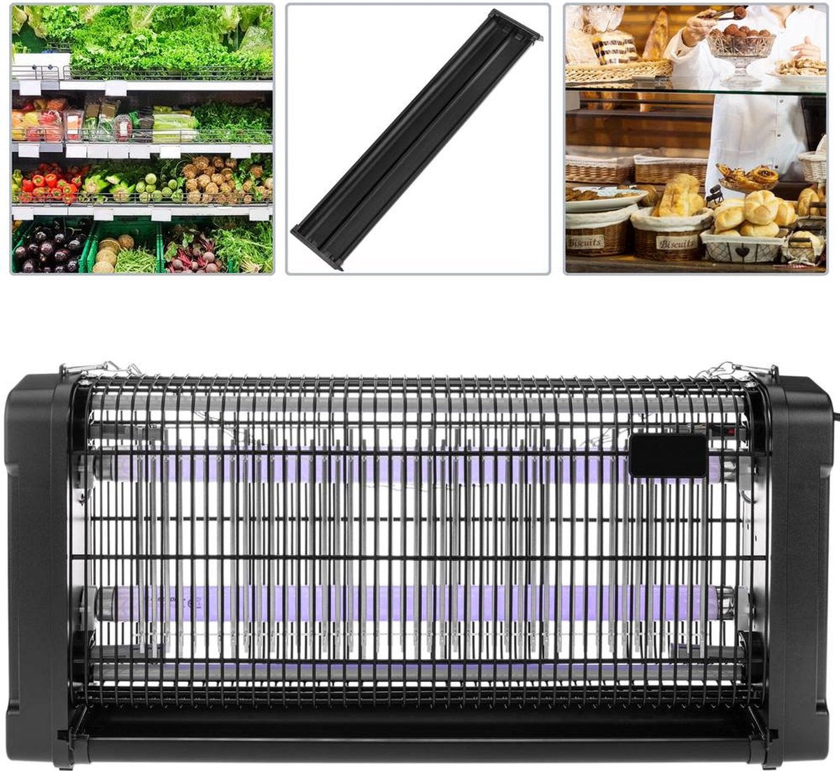 Perel Désinsectiseur, électrique, grille de tension 2800 V, bac de récupération amovible, 150 m², noir