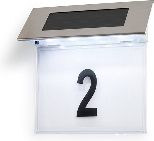 Numéro de maison illuminé Led Lovers - Alimentation solaire - Numéros inclus - Argent