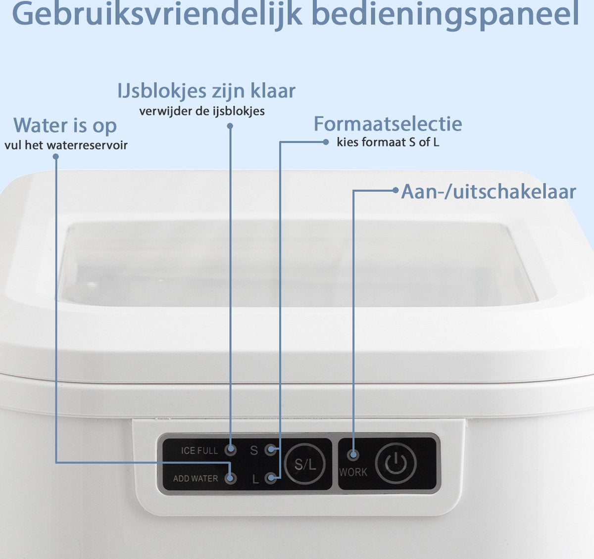 TZS First Austria 5104 Machine à glaçons - Machine à glaçons avec cuillère et bac de récupération - 2.2L - Blanc