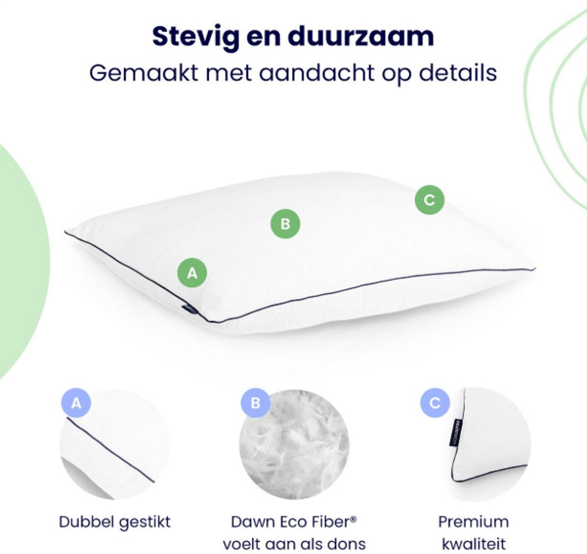 Oreillers de luxe Soulsnooze - Lot de 2 - 40x80 cm - Moyen - Réglable et antiallergique