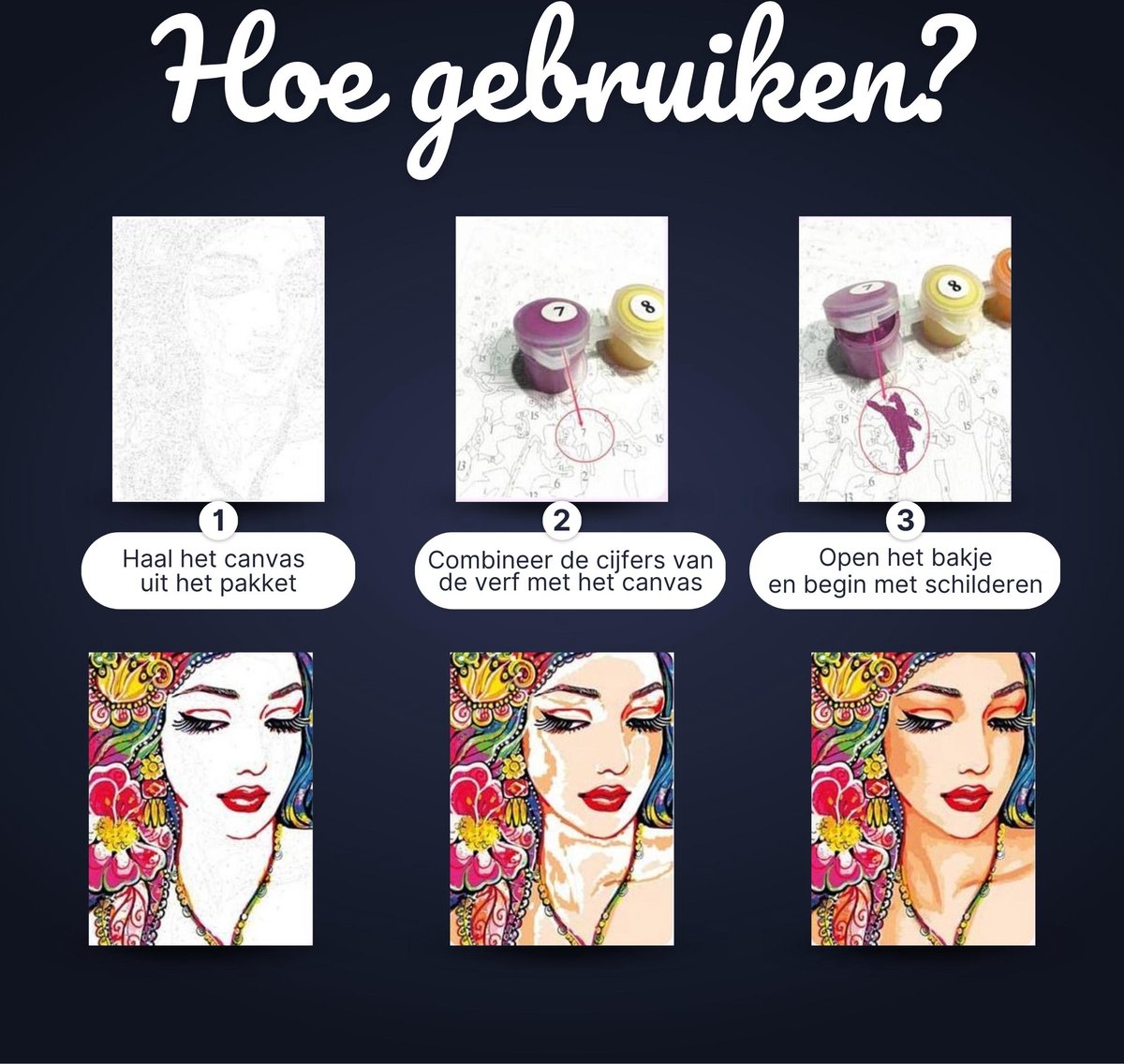 Rubye® Painting On Number Adults 40 x 50 cm - Toile à peindre avec pinceaux - Full Moon