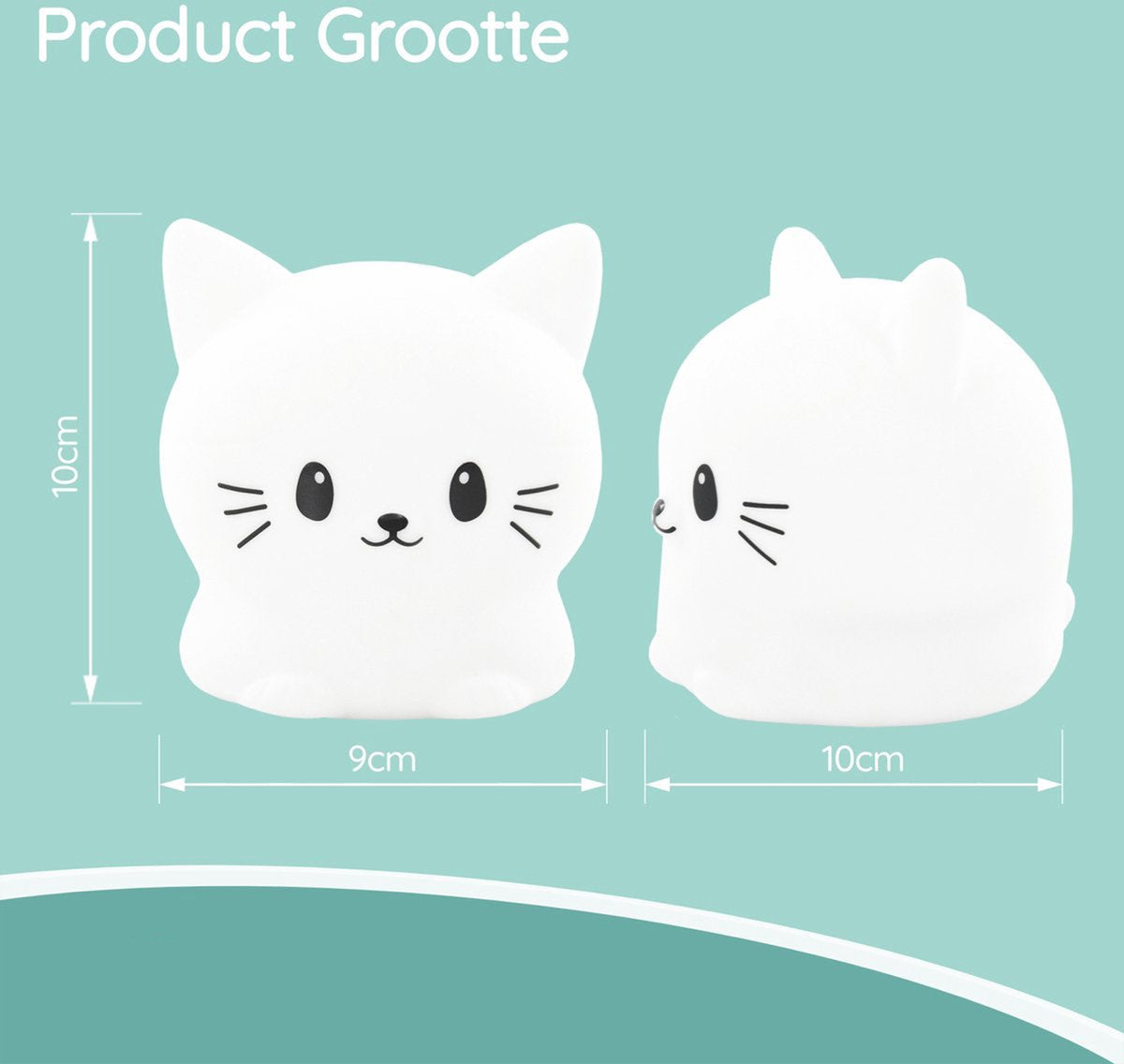 Sleepy Friends Veilleuse pour enfants Sleepy Friends Chat - 8 Couleurs - Rechargeable par USB - Dimmable - 95.2 x 97.4 x 100 mm - Gris