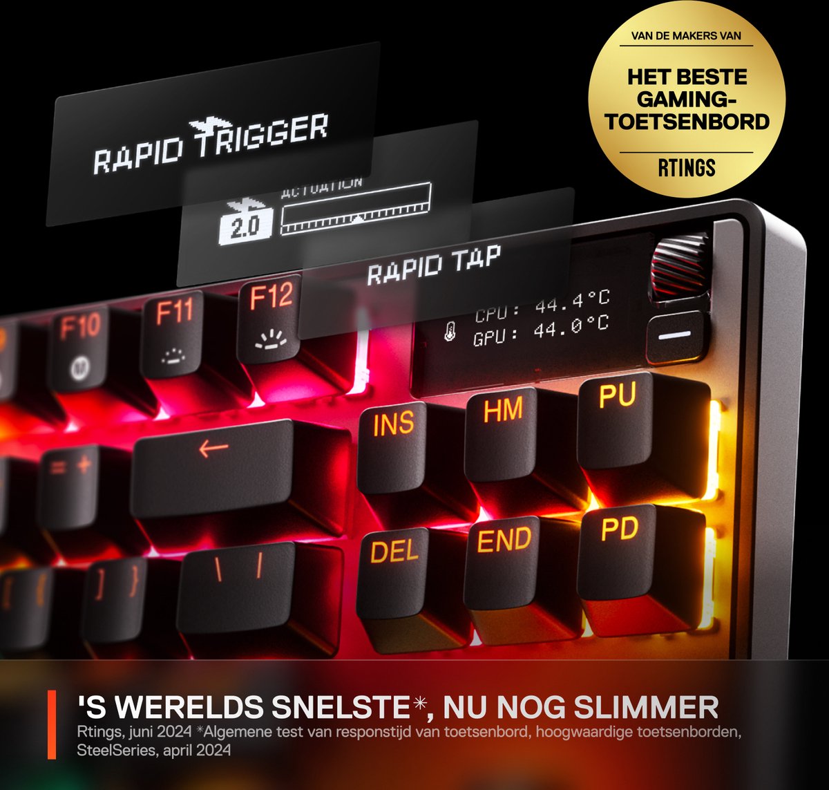 SteelSeries Apex Pro Gen 3 TKL - Clavier gaming - filaire - éclairage couleur réglable - écran OLED - noir