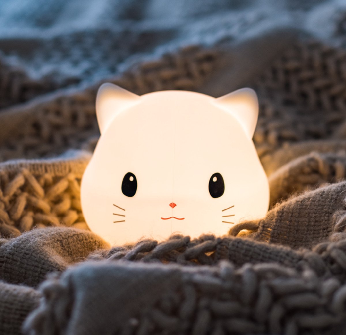 Sleepy Friends Premium Veilleuse pour chat chambre d'enfant - rechargeable par USB, dimmable, douce et sûre - 95 x 97 x 100 mm - gris