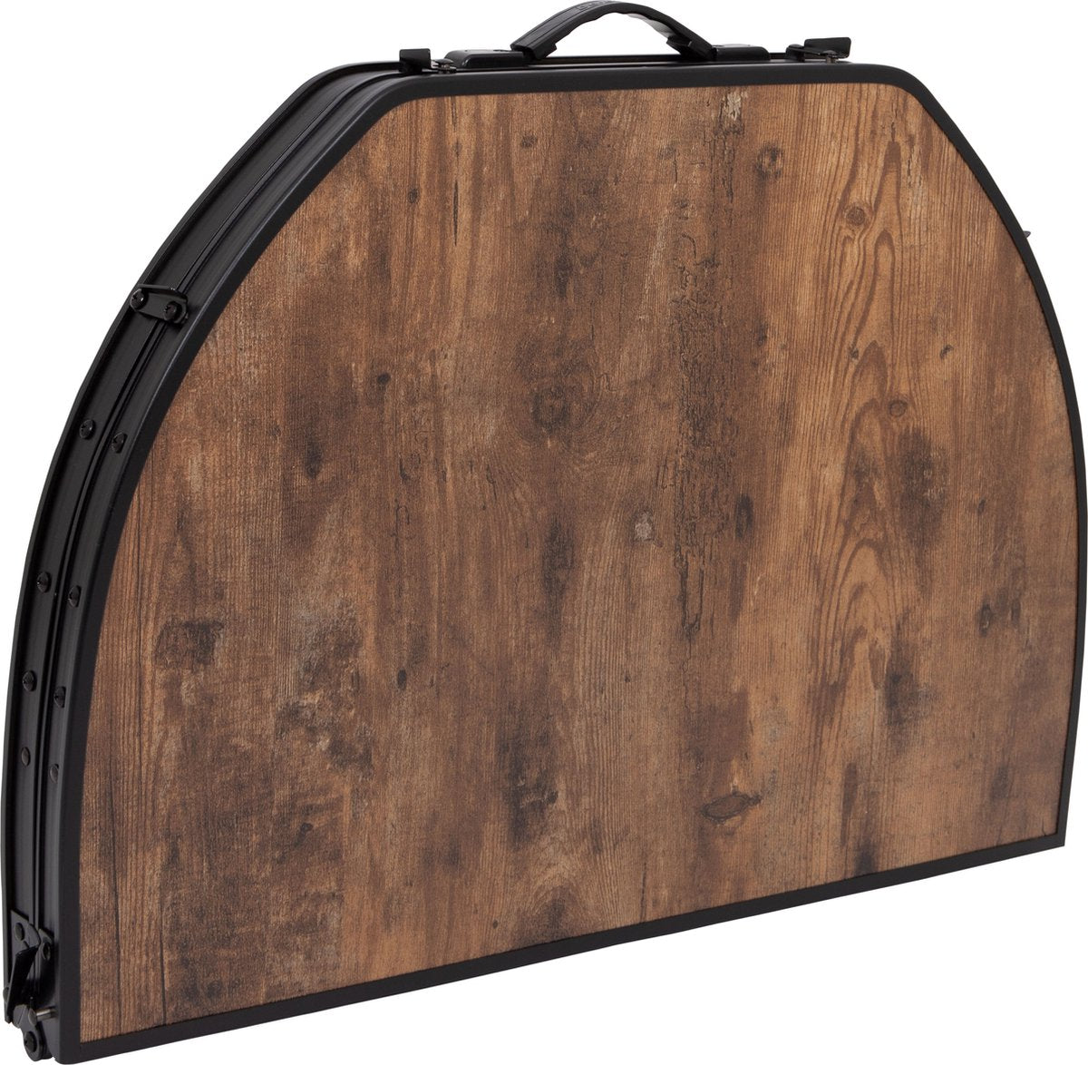 Bo-Camp Table industrielle - Woodbine - Ovale - Modèle valise - 100x70 cm - Réglable en hauteur - Pliable - Marron
