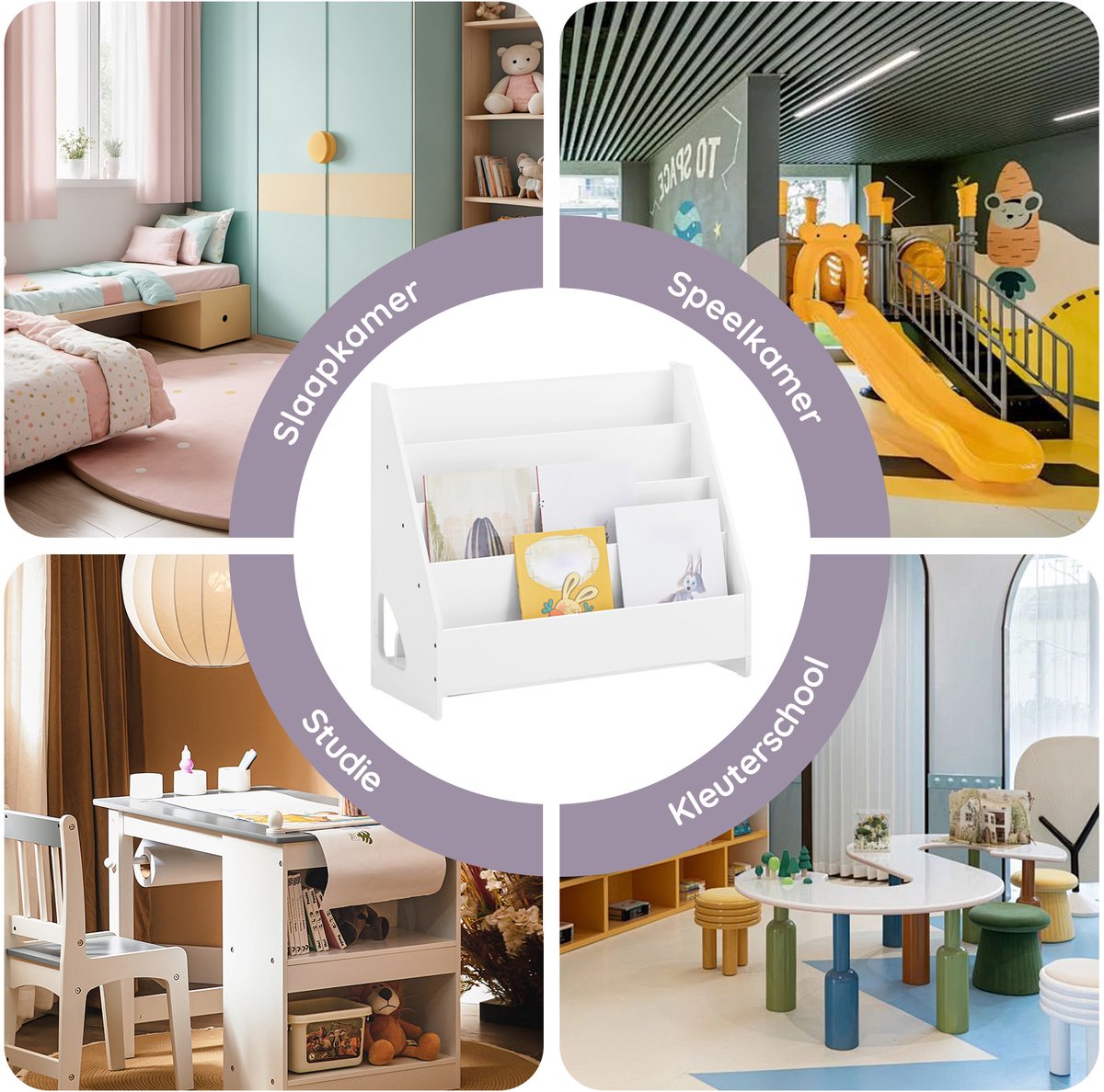 SoBuy Bibliothèque pour enfants KMB32-K-W - Blanc - 70x60x30 cm - Sûre et pratique