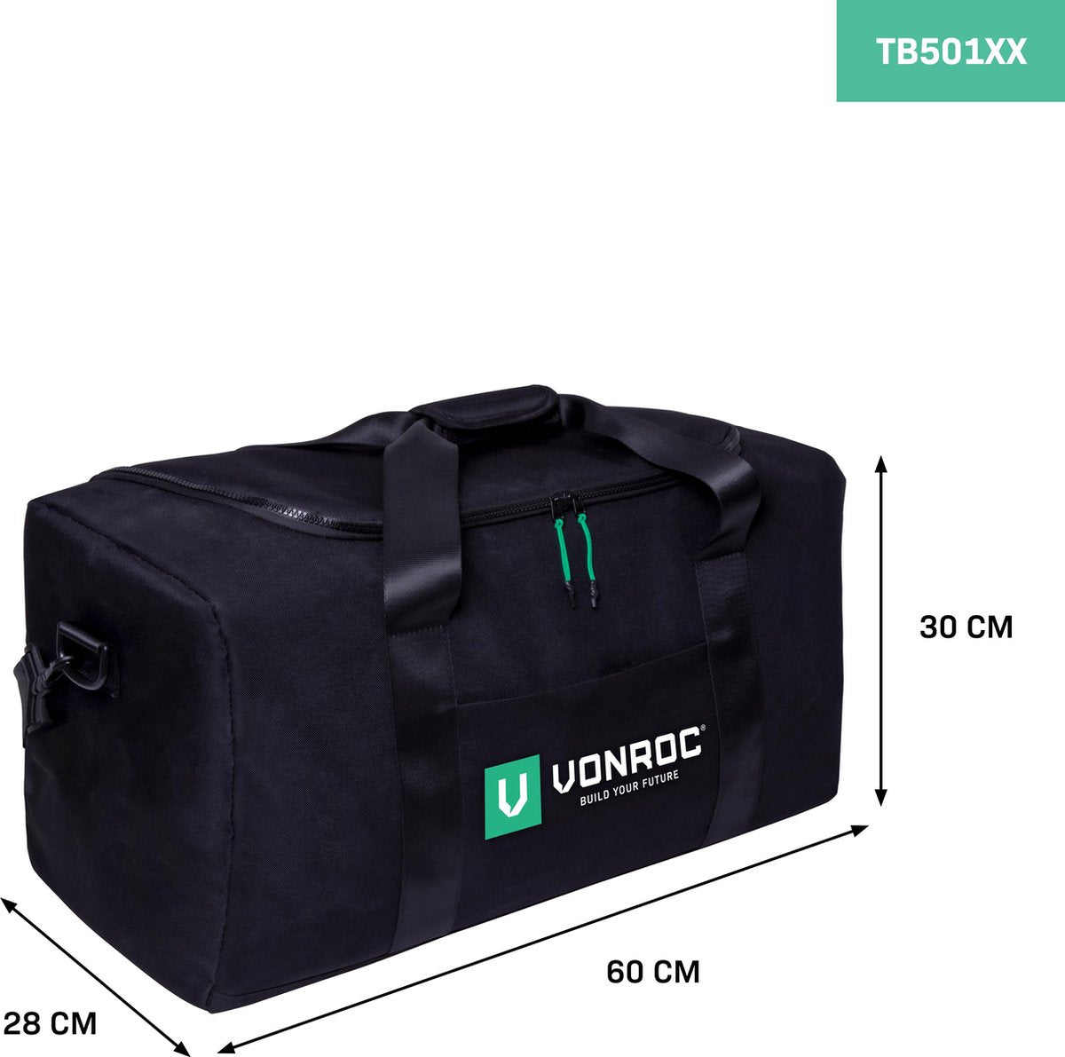 VONROC - Sac à outils - Polyester - Max. 25 kg - Noir - 60x30x26 cm