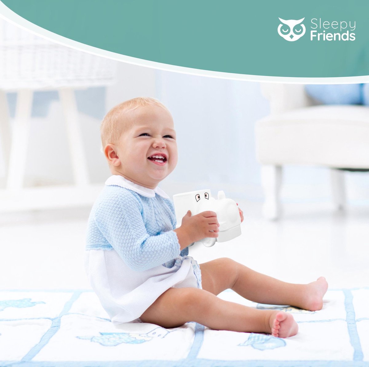 Veilleuse Sleepy Friends Train Chambre d'enfant - Veilleuse LED à intensité variable 8 couleurs - 95,2 x 97,4 x 100 mm - Gris - Télécommande incluse