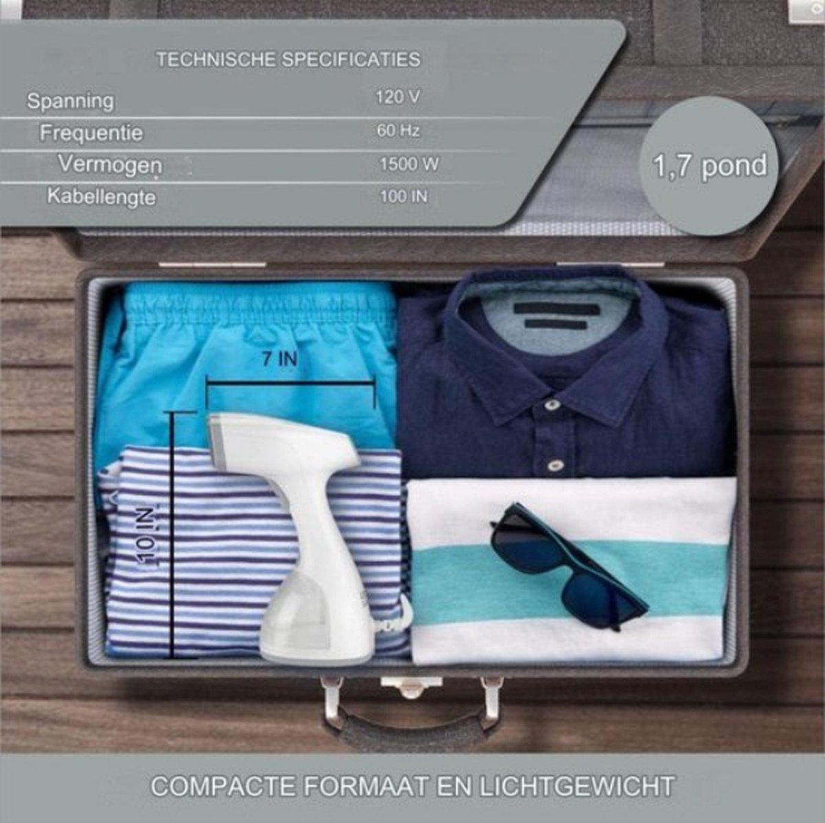 LEBENLANG Fer à vapeur - Sèche-mains avec LCD et 2 accessoires - 1500W - 300 ml - 7 x 4 x 10 cm - Blanc