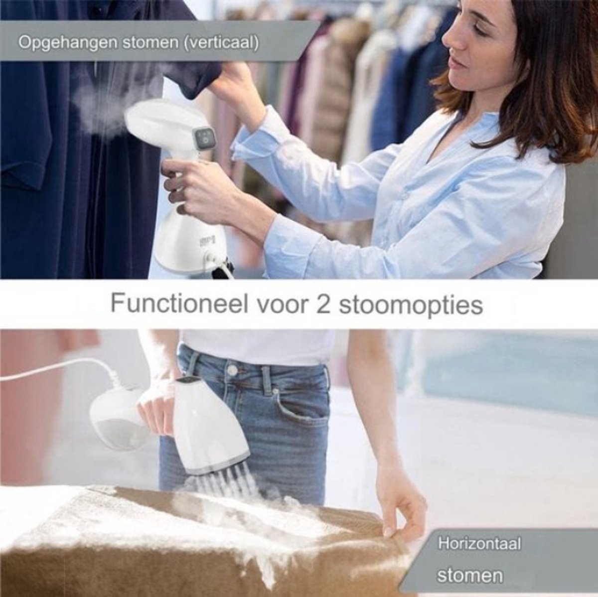 LEBENLANG Fer à vapeur - Sèche-mains avec LCD et 2 accessoires - 1500W - 300 ml - 7 x 4 x 10 cm - Blanc