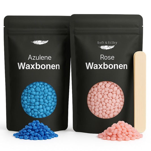 Billes de cire douce et soyeuse 1 kg - Perles de cire dure - 60 spatules incluses - Bleu ou rose - Pour appareil à cire