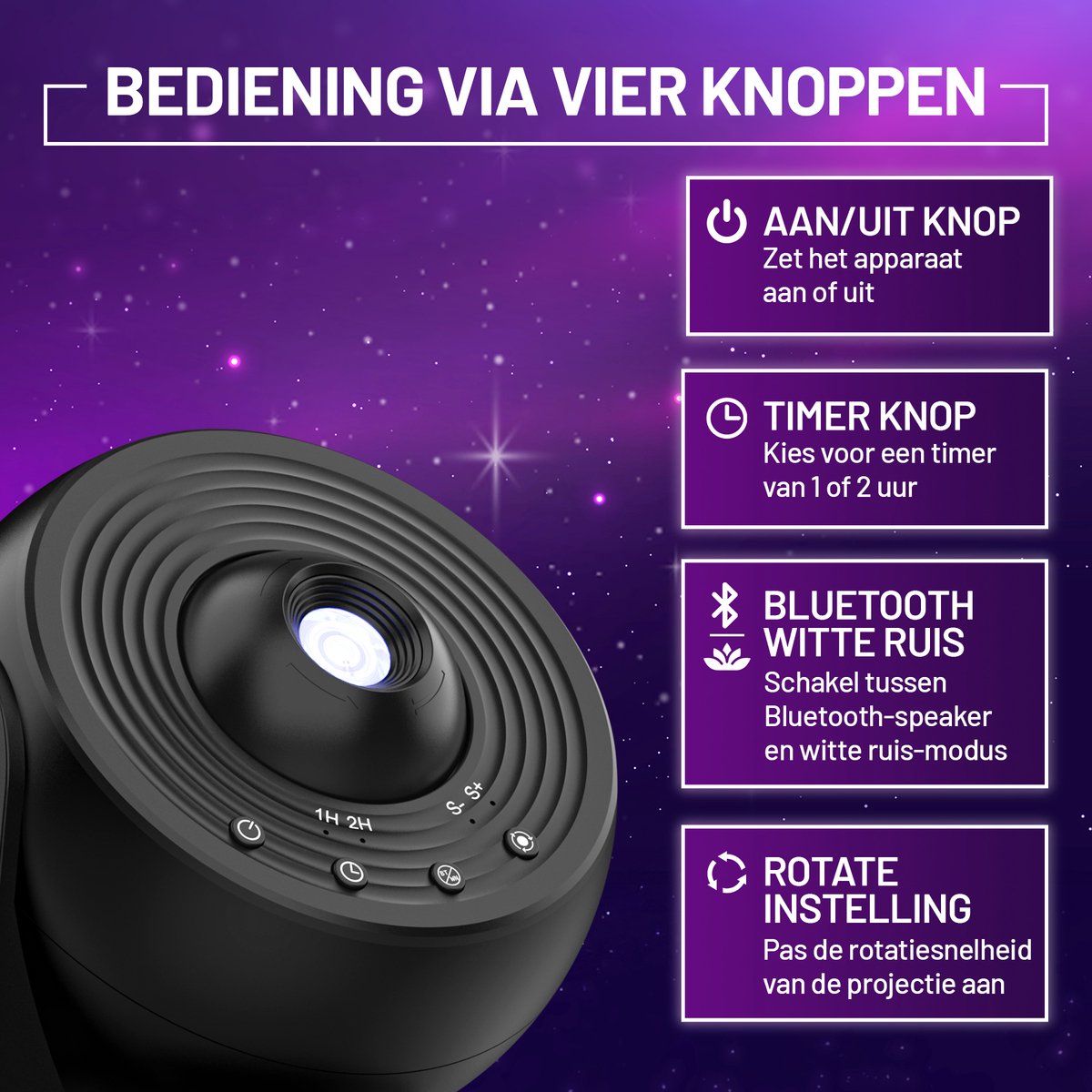 MostEssential Lampe pour projecteur PRO Edition 12-en-1 Galaxy Projector - Ø 11.8 cm - Couleur : Noir
