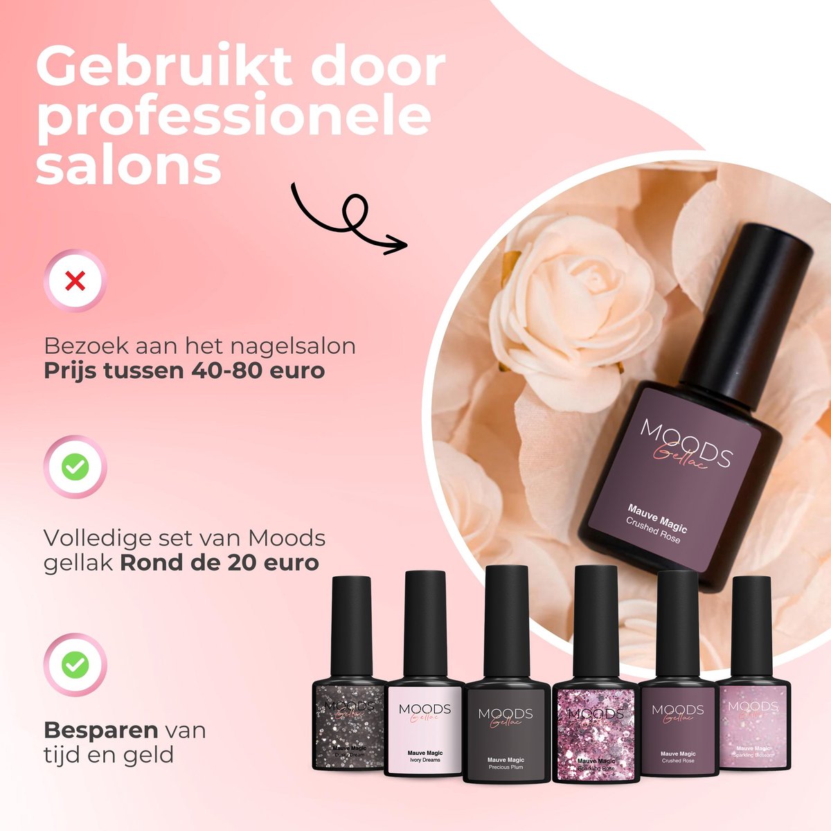Moods Gellac 6-Piece Set - Gel Nail Polish Starter Pack - Gel Nail Polish 8ML - Mauve Magic - Chic Neutral Colours - 6 x 8ML