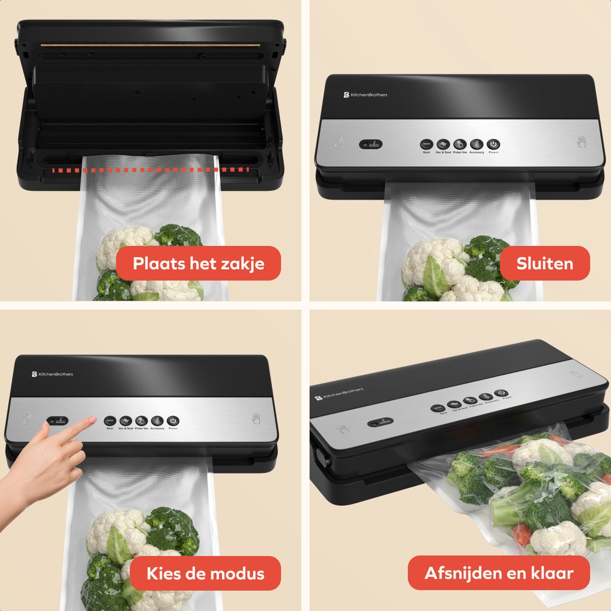 KitchenBrothers aspirateur advance - 8L/min - 4 positions - rouleau 28x600cm - noir - compact 39x18x7,5 cm