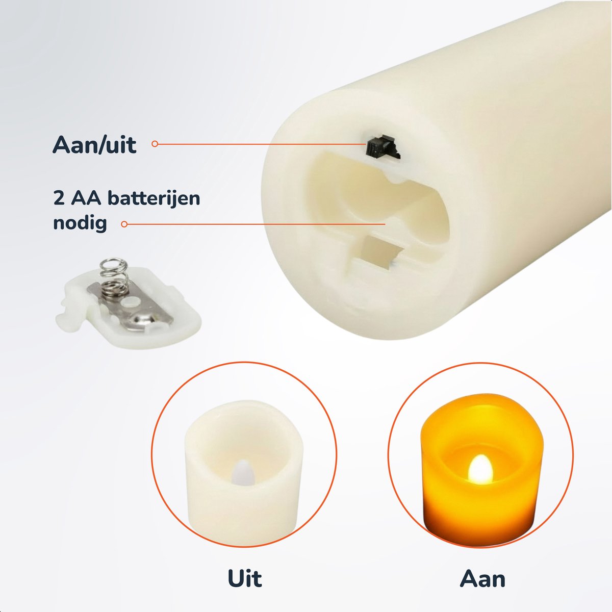 Luft - Bougies émoussées LED réalistes - 12 pièces - Télécommande incluse - Fonction minuterie - Dimmable - Cire véritable - Beige