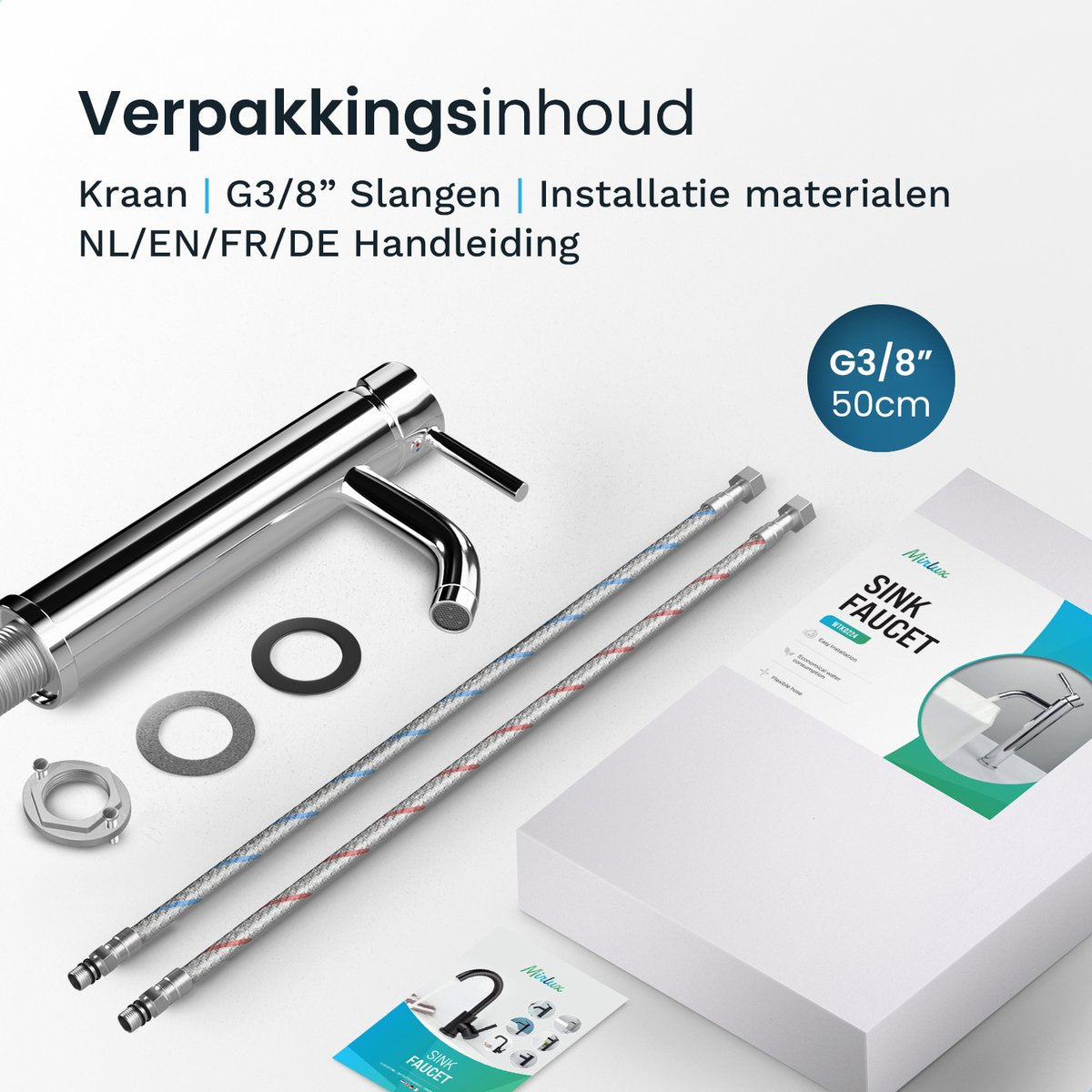 Mirlux Basin Tap Chrome 29.5 x 17.2 x 5 cm - Mélangeur salle de bain eau froide et chaude - Robinet de lavabo/WC Tap