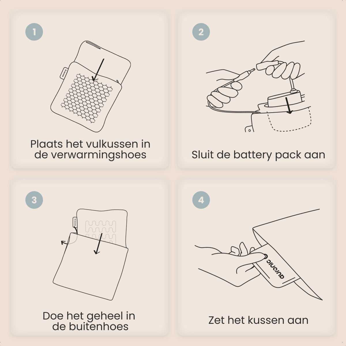 Auronic Heat Pillow - 45x45 cm - sans fil et rechargeable - infrarouge - bleu/gris