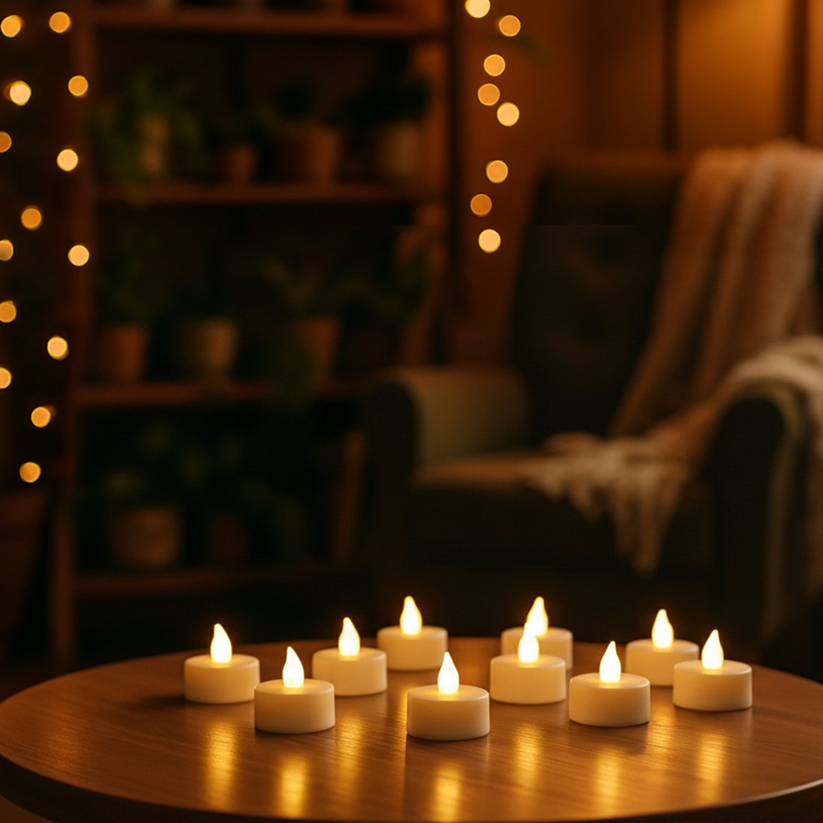 Aurae Led Tea Lights - 24x White - 3.7x3.8 cm - Lumières de thé alimentées par piles avec 60+ heures de combustion