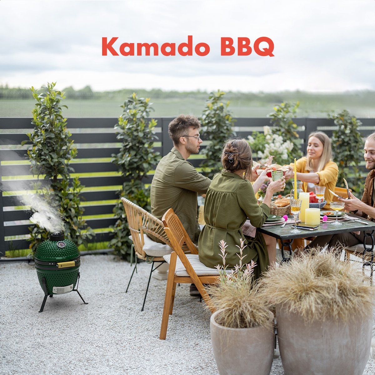 KitchenBrothers Kamado BBQ 27 cm Barbecue au charbon de bois en céramique jusqu'à 1000°C