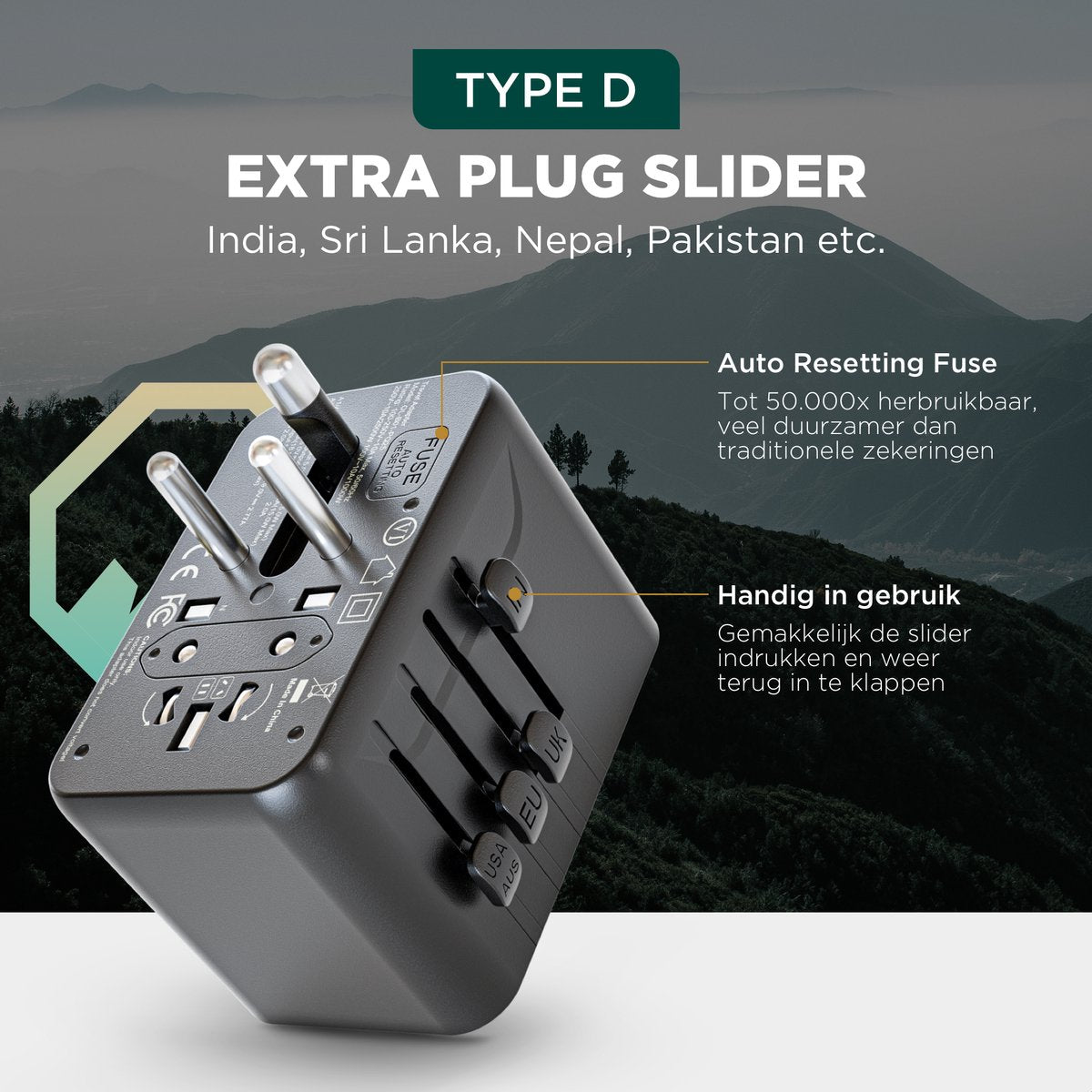 Remodius World Plug - Adaptateur de voyage universel pour plus de 220 pays - 2x USB-C & 2x USB-A - Chargeur rapide - Type A/B/C/D/E/F/G/I/J/L/N - Compact et résistant aux bagages à main