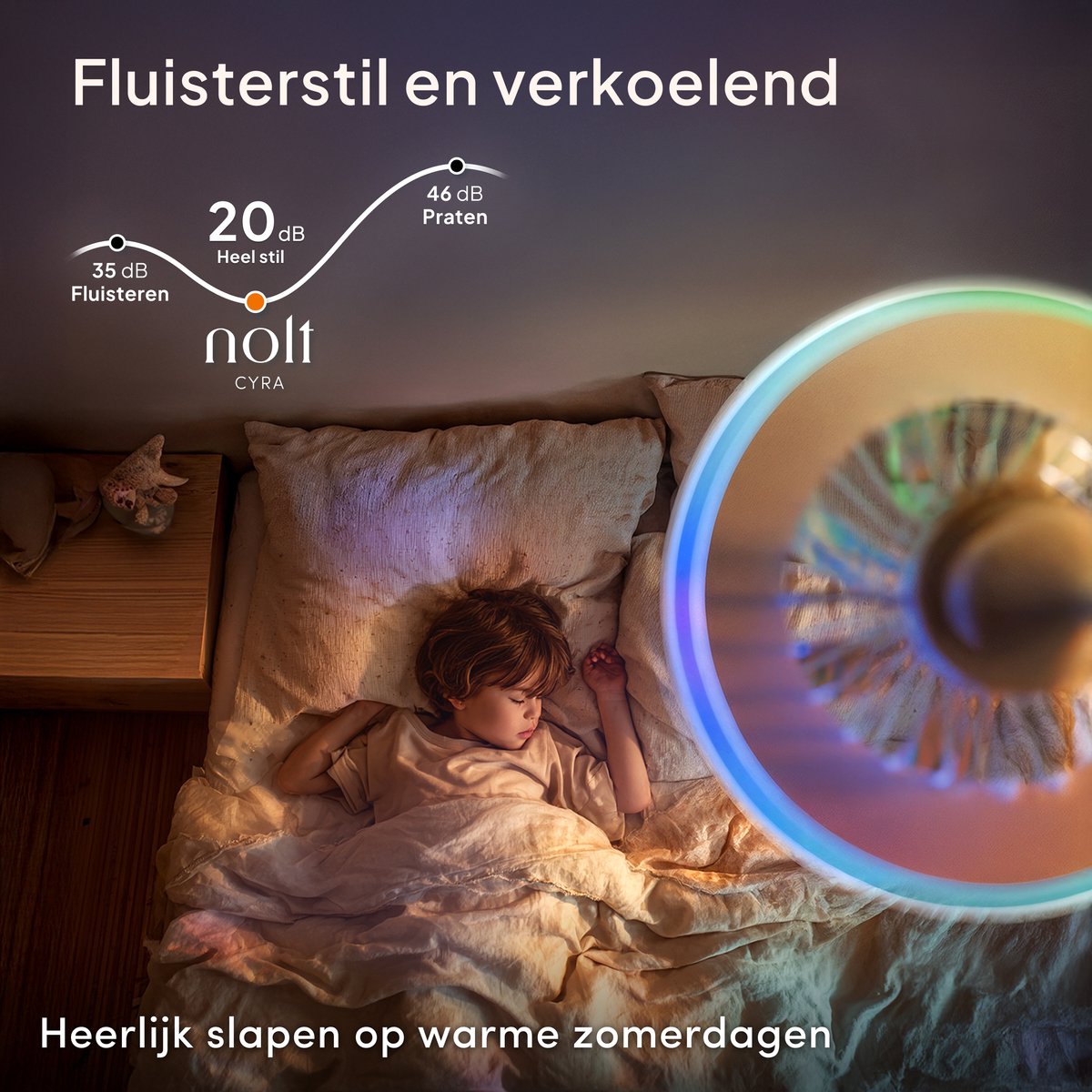 Nolt Ventilateur de plafond avec éclairage RGB - Ventilateur de plafond - Plafonnier - LED RGBW - Tuya Wifi Smart - Télécommande - ⌀ 50cm - Blanc