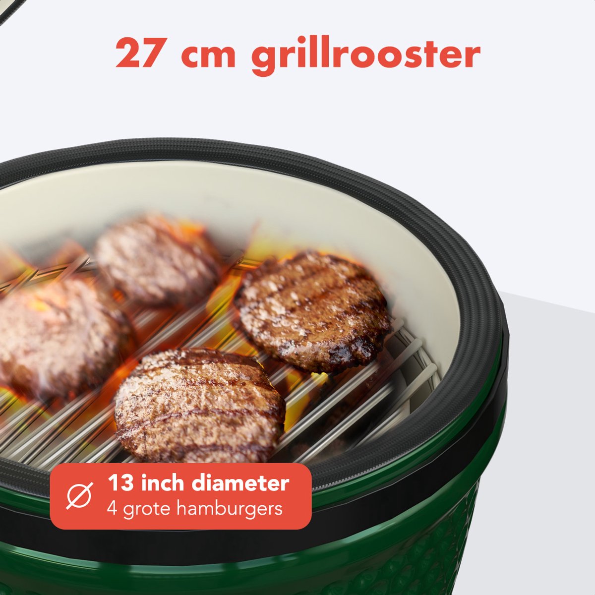KitchenBrothers Kamado BBQ 27 cm Barbecue au charbon de bois en céramique jusqu'à 1000°C
