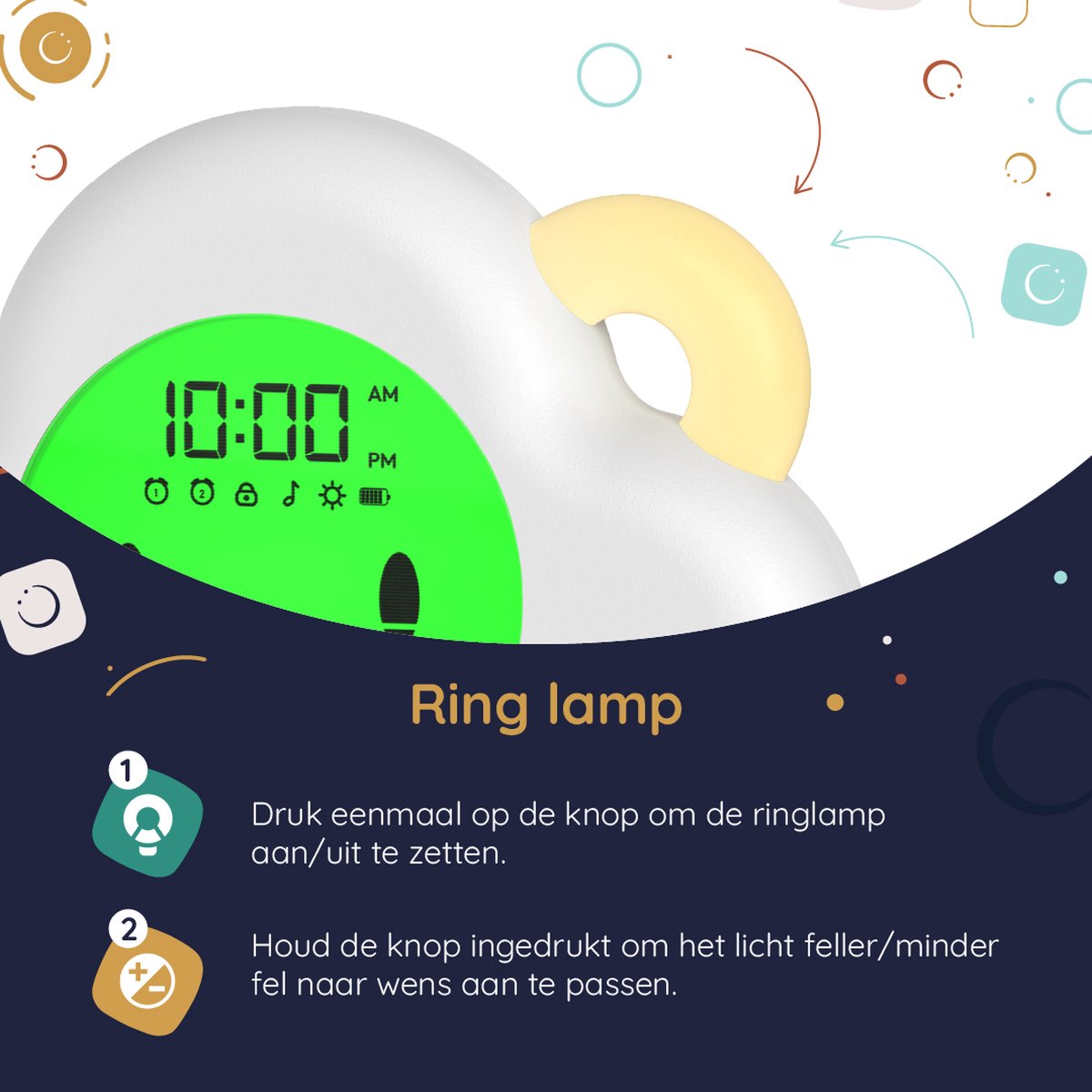 Numsy - Lou Sleep Trainer Kids - Réveil enfant avec veilleuse - LED - 16 x 11 x 4 cm - 5W - Cloud