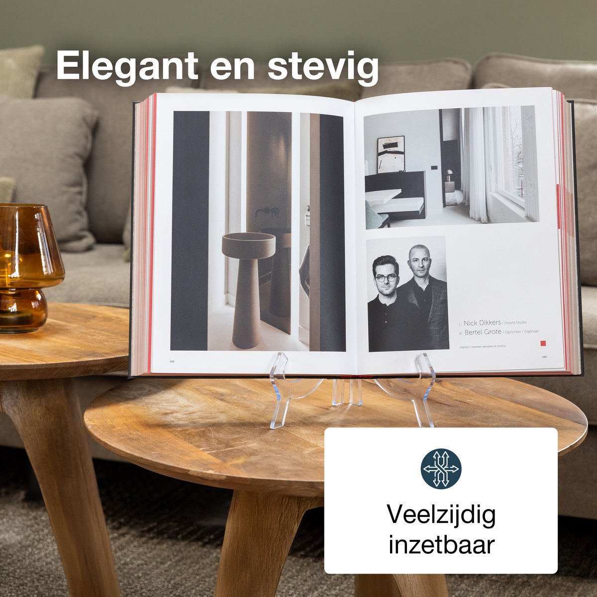 LUFT Sign Stand Transparent 25x16 cm - Support élégant pour assiettes, livres et tablettes