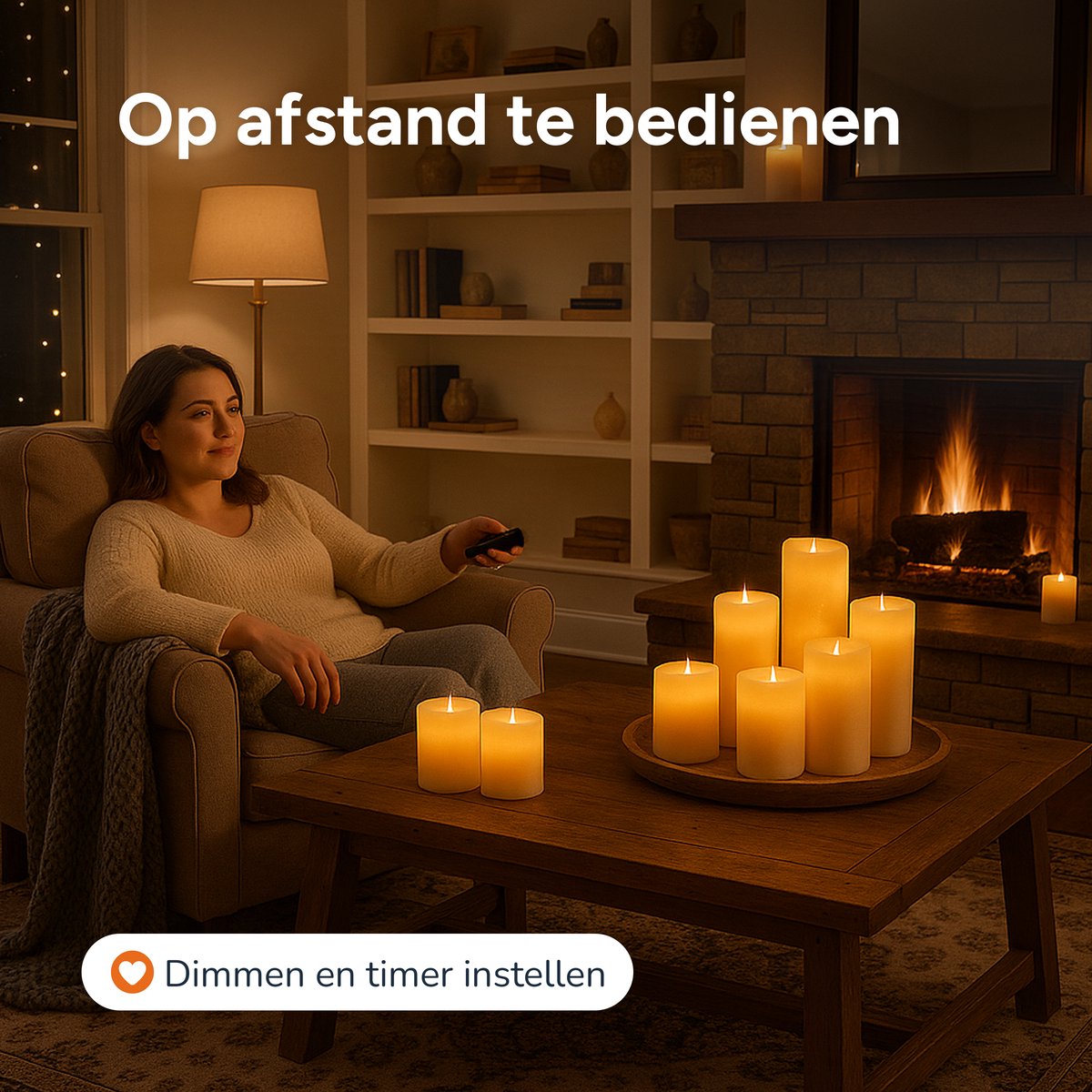 Luft - Bougies émoussées LED réalistes - 12 pièces - Télécommande incluse - Fonction minuterie - Dimmable - Cire véritable - Beige