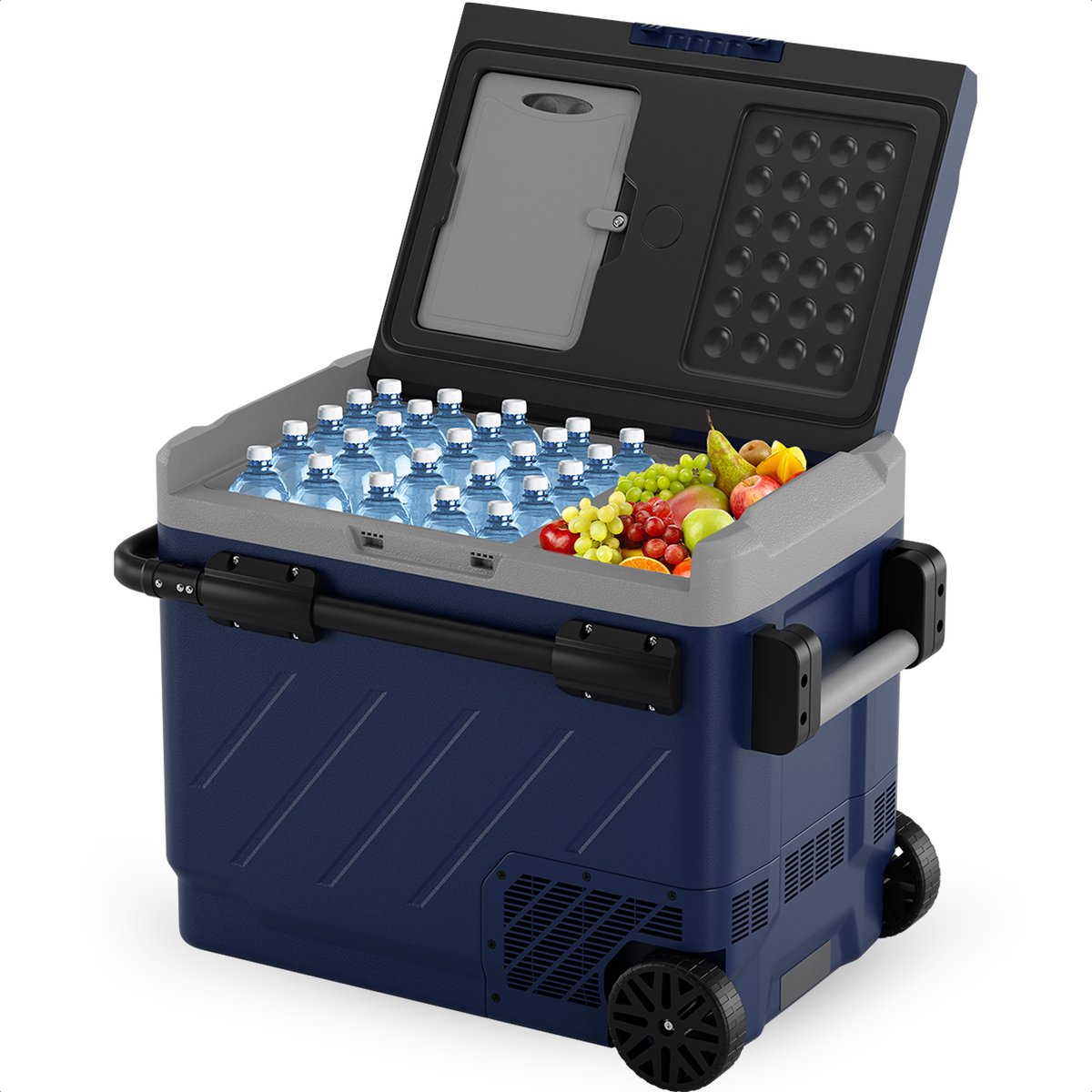 Glacière électrique Auronic avec roues - congélation et refroidissement - 58L - 69.2 x 45.3 x 58 cm - bleu