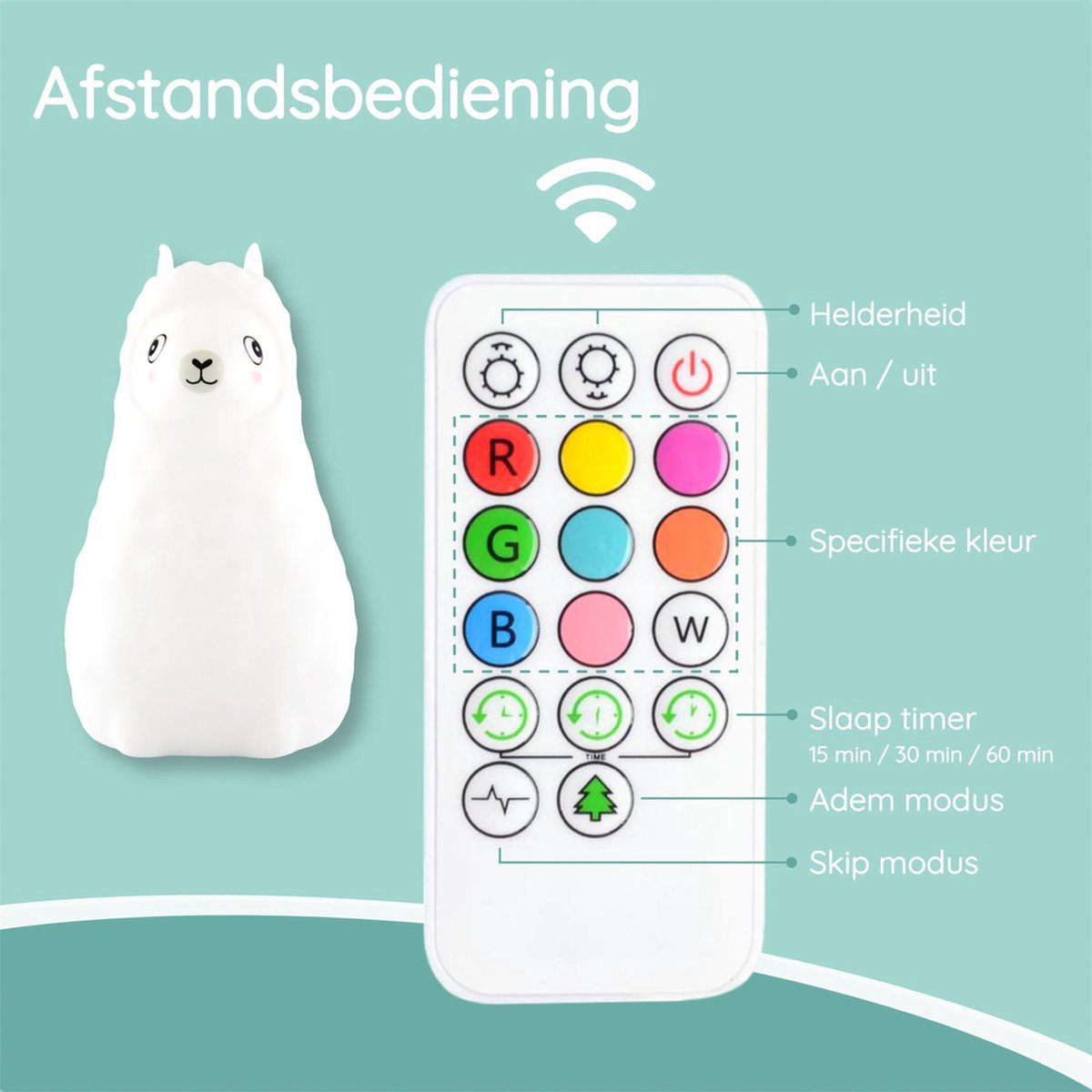 Veilleuse Sleepy Friends Lama - 95x97x100 mm - 8 Couleurs - Rechargeable par USB - Dimmable - Veilleuse Bébé & Enfant