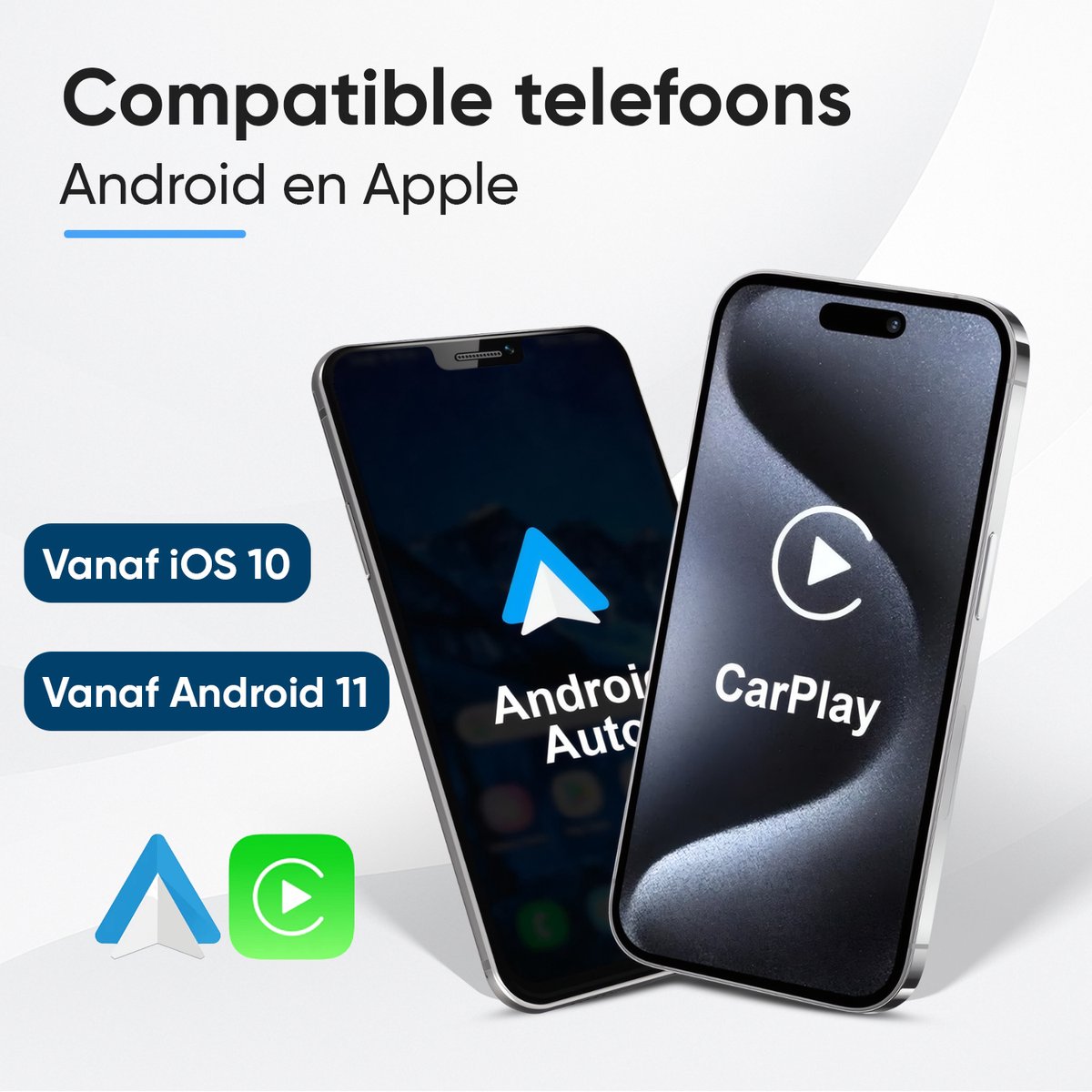 CarMe Premium 2-in-1 CarPlay Dongle - Wireless CarPlay & Android Auto - USB-A & USB-C - Connexion 5GHz - Auto Pairing - Noir