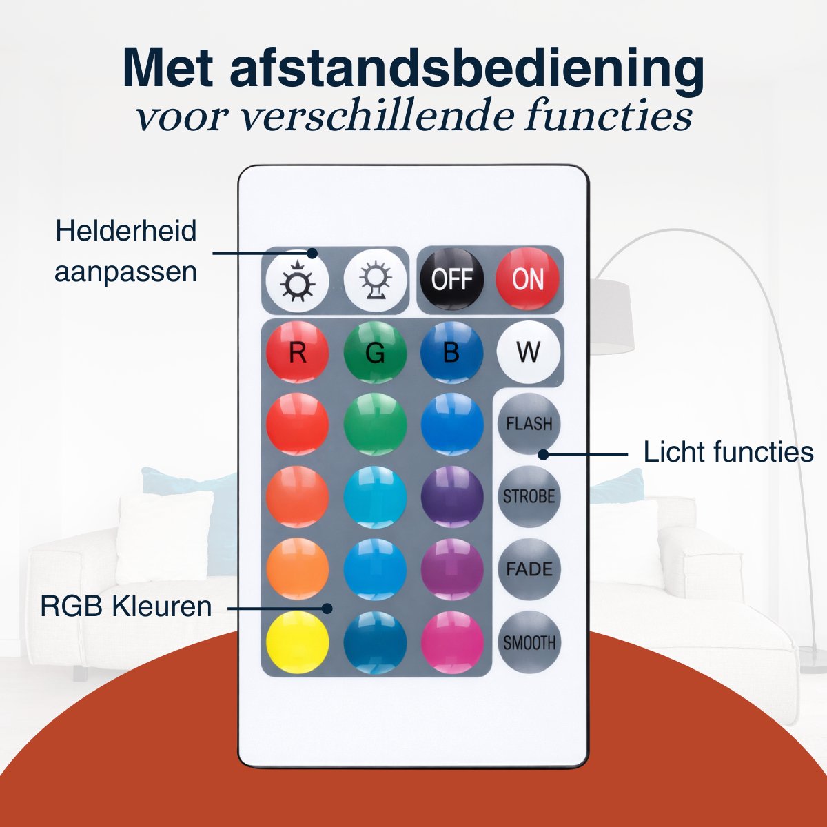 Grundig LED Floor Lamp 120 cm - Lampadaire RVB avec télécommande - alimenté par USB - Lampe d'ambiance pour le salon, la chambre et les jeux - 4 modes d'éclairage, 60 LED