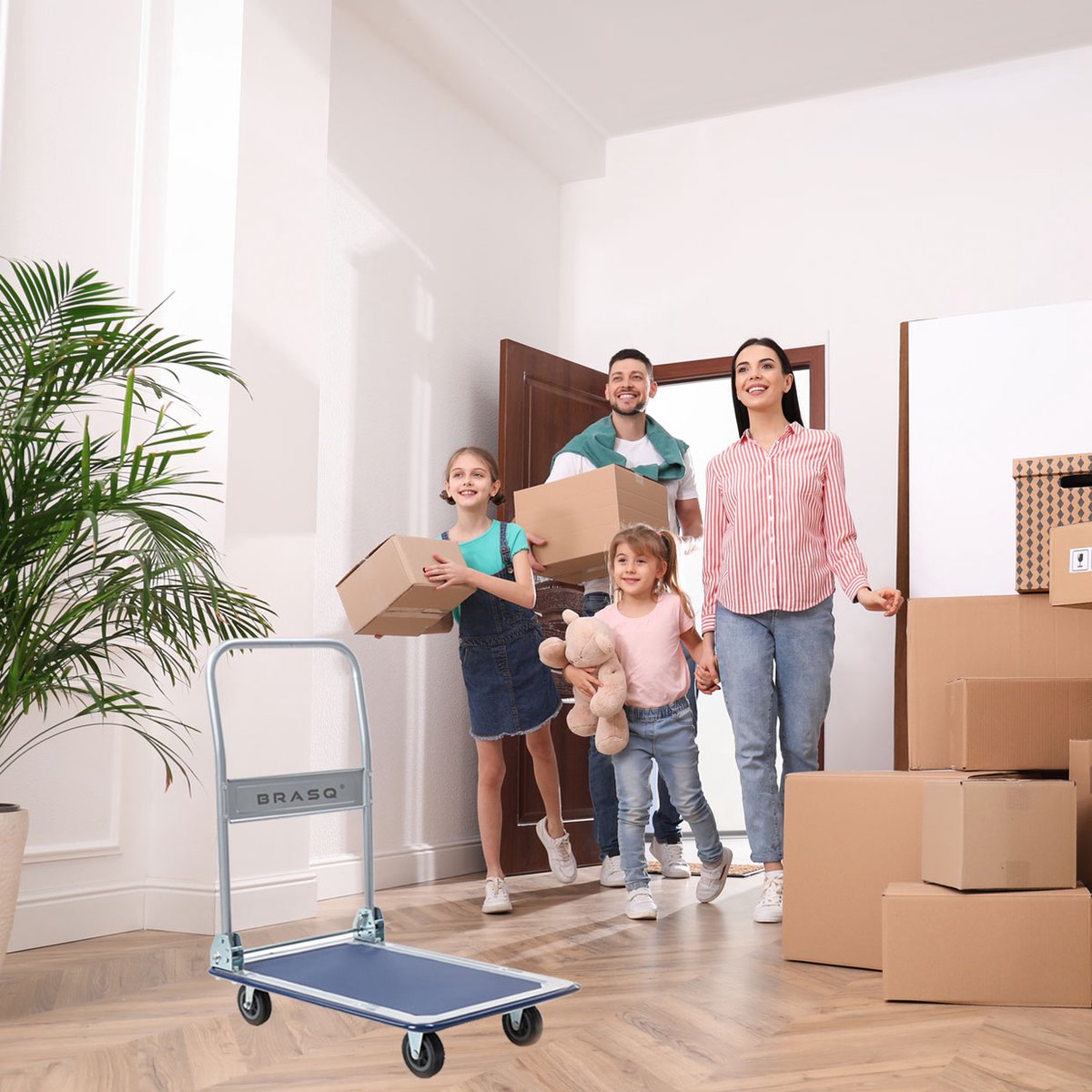 BRASQ Chariot à plate-forme pliable - Capacité 150 KG - Chariot de transport - Chariot de stockage - Chariot à plate-forme