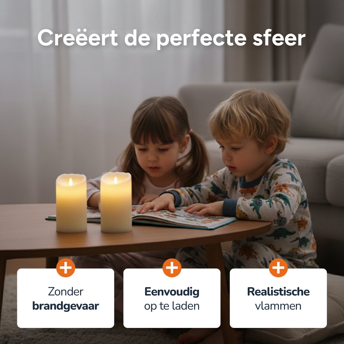 Luft 3 bougies LED rechargeables avec télécommande - flammes réalistes - sans fil et sans danger