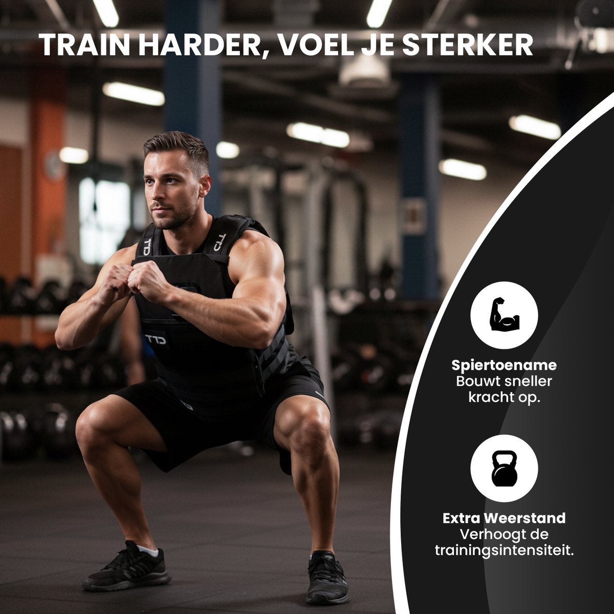 Gilet de musculation réglable Ttd - Noir - 35 x 26 cm - Jusqu'à 16,5 kg - Pour la course à pied, le fitness et la musculation