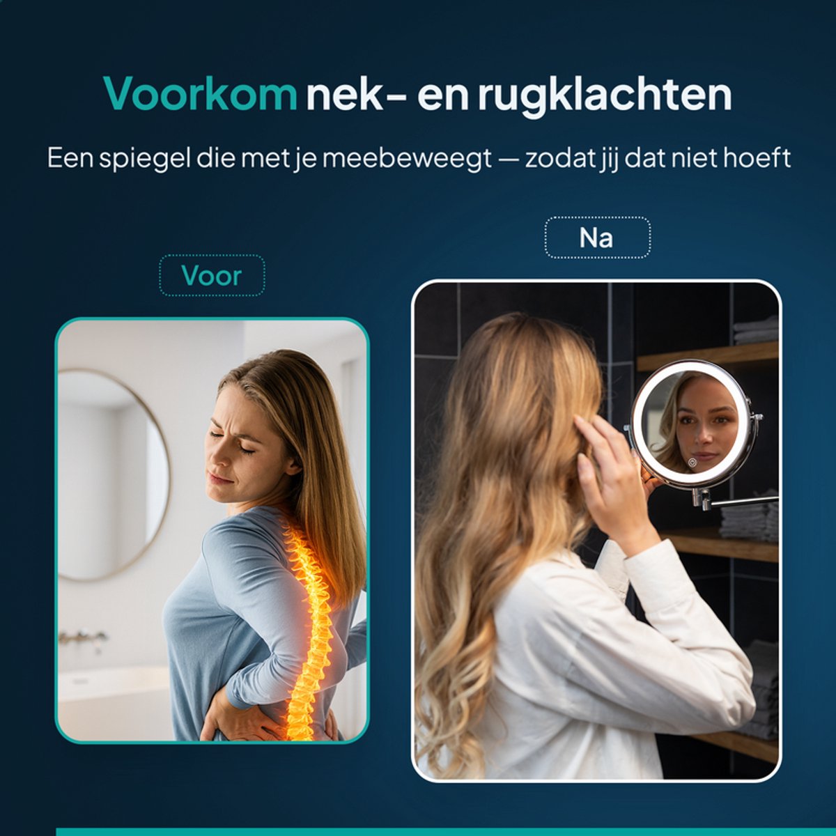 Mirlux Miroir de maquillage avec éclairage LED 20 cm - grossissement 10x - rechargeable - miroir mural avec bras extensible - chrome